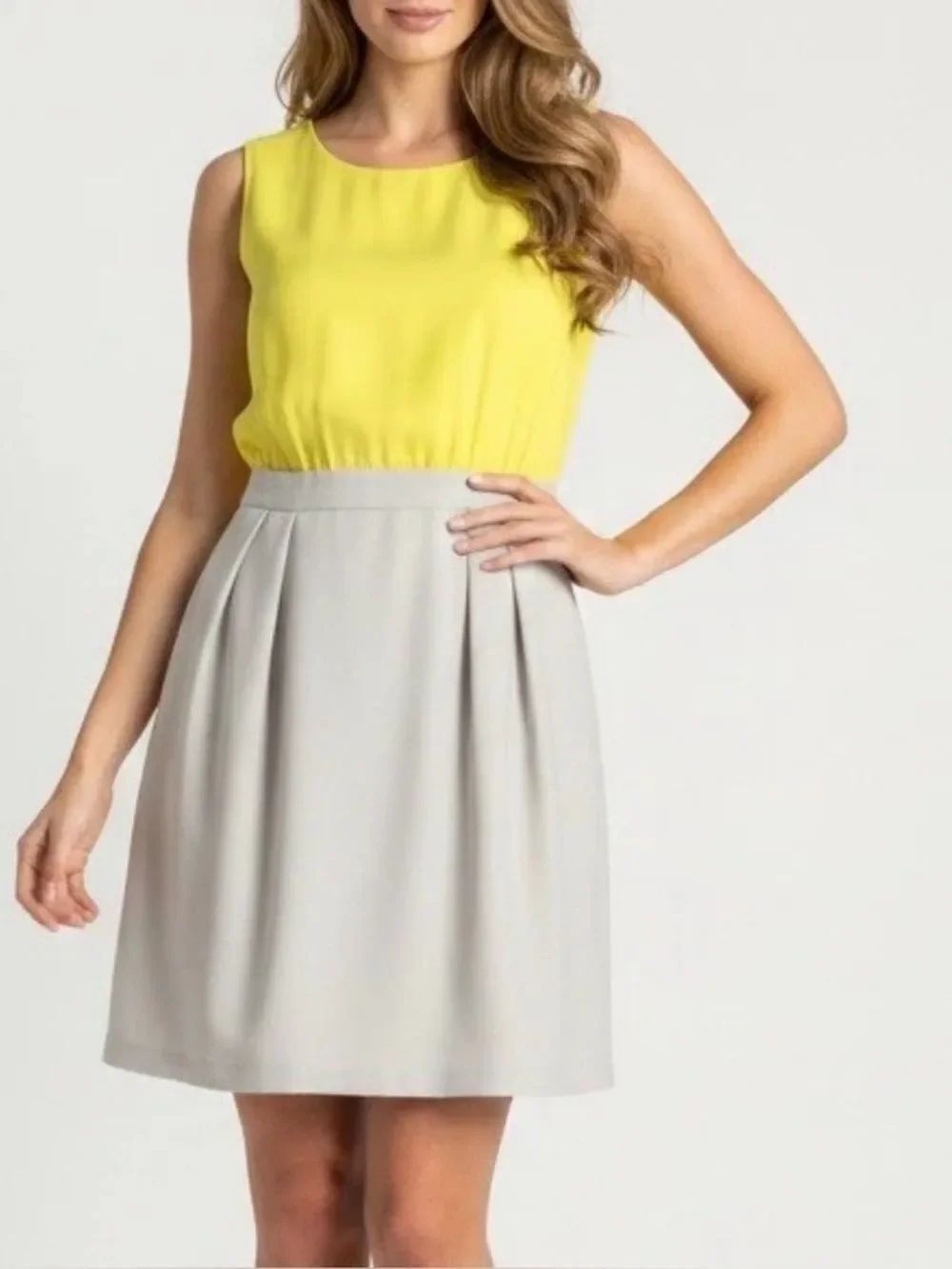 Ann Taylor Womens Short Sleeve
Yellow Beige Sheath Dress(Size 4)
